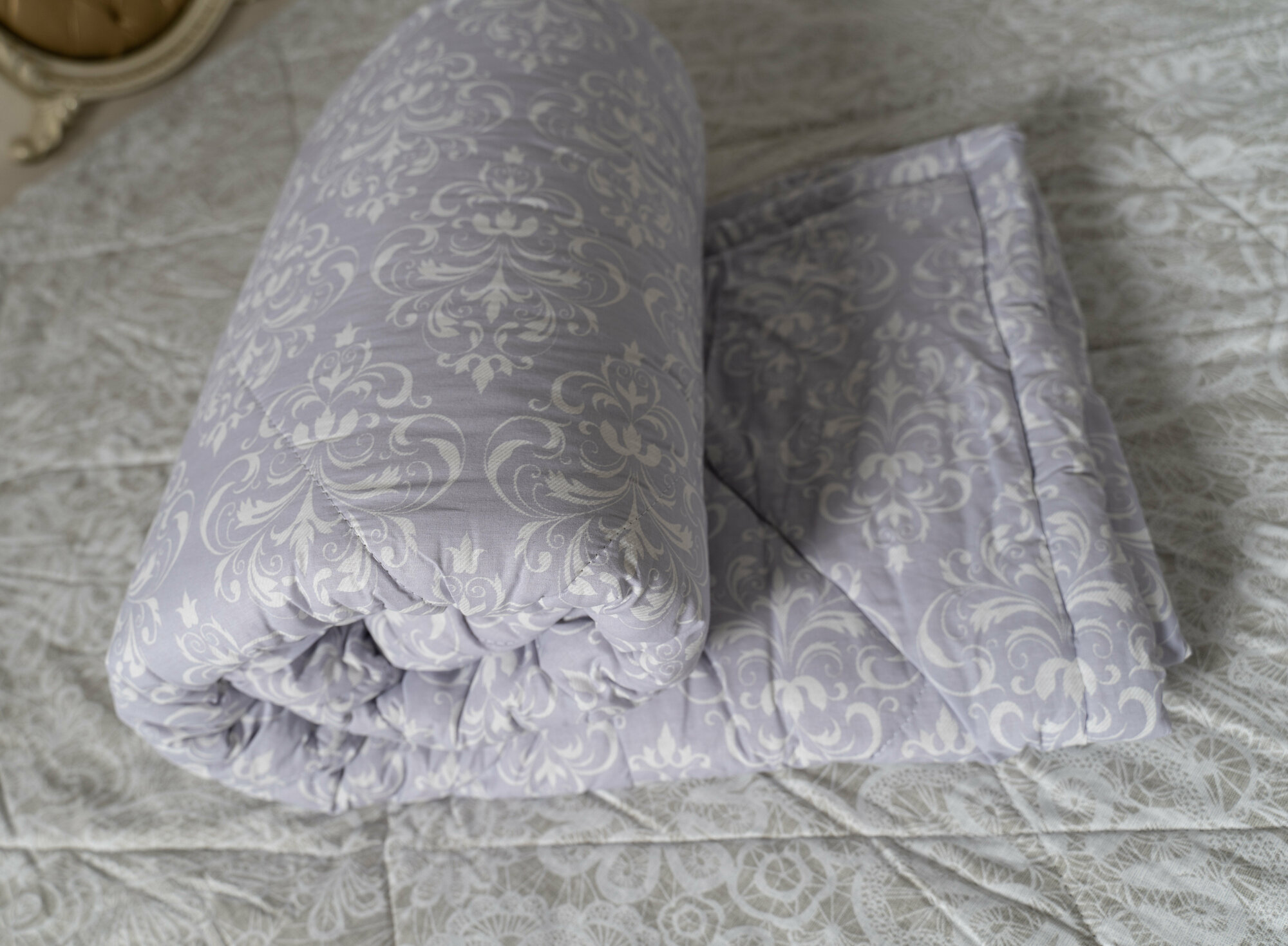 Одеяло зимнее утепленное лён двуспальное (172х205) "лаванда" - фотография № 9