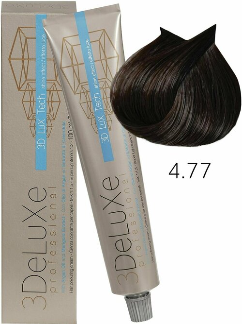 3Deluxe крем-краска для волос 3D Lux Tech, 4.77 интенсивный коричневый кашемир