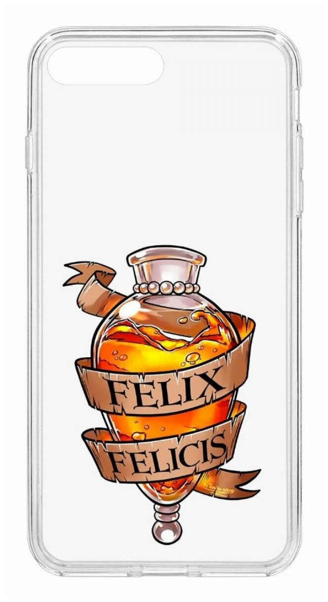 Чехол для iPhone 7 Plus/8 Plus Kruche Print Felix Felicis,противоударная пластиковая накладка с рисунком,защитный силиконовый бампер с защитой камеры