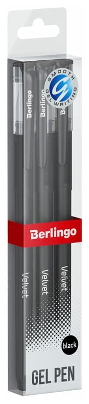 Berlingo Набор гелевых ручек Velvet, 0.5 мм, CGp_50125_3, черный цвет чернил, 3 шт.