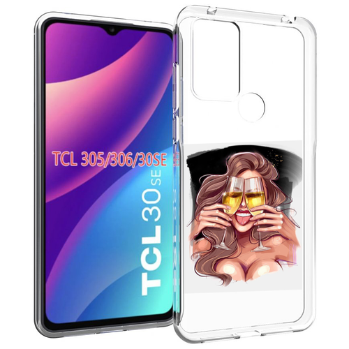 Чехол MyPads любительница-шампанского-модель женский для TCL 30SE / TCL 305 / TCL 306 / TCL 30E задняя-панель-накладка-бампер чехол mypads любительница колы женский для tcl 30se tcl 305 tcl 306 tcl 30e задняя панель накладка бампер