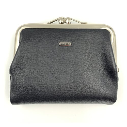 фото Кошелек женский из натуральной кожи маленький на магните портмоне чёрный swagner