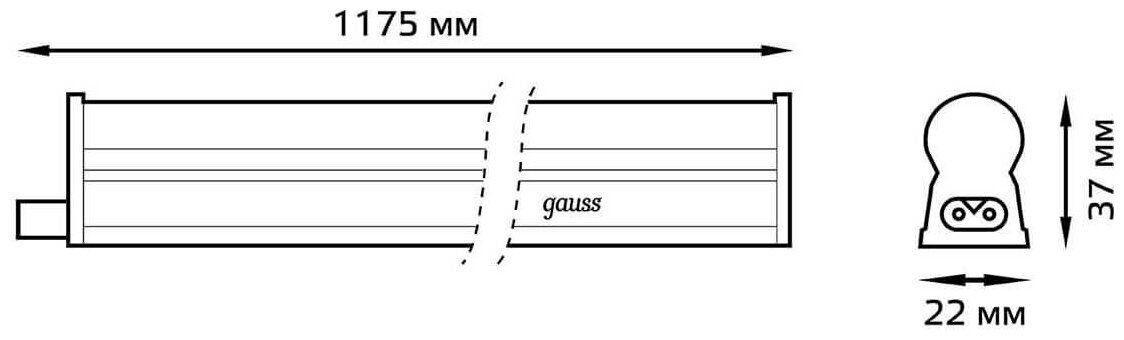 Линейный светильник GAUSS LED TL линейный матовый 15W 3000K 1172х25х36,1270лм, 1/25 - фотография № 2