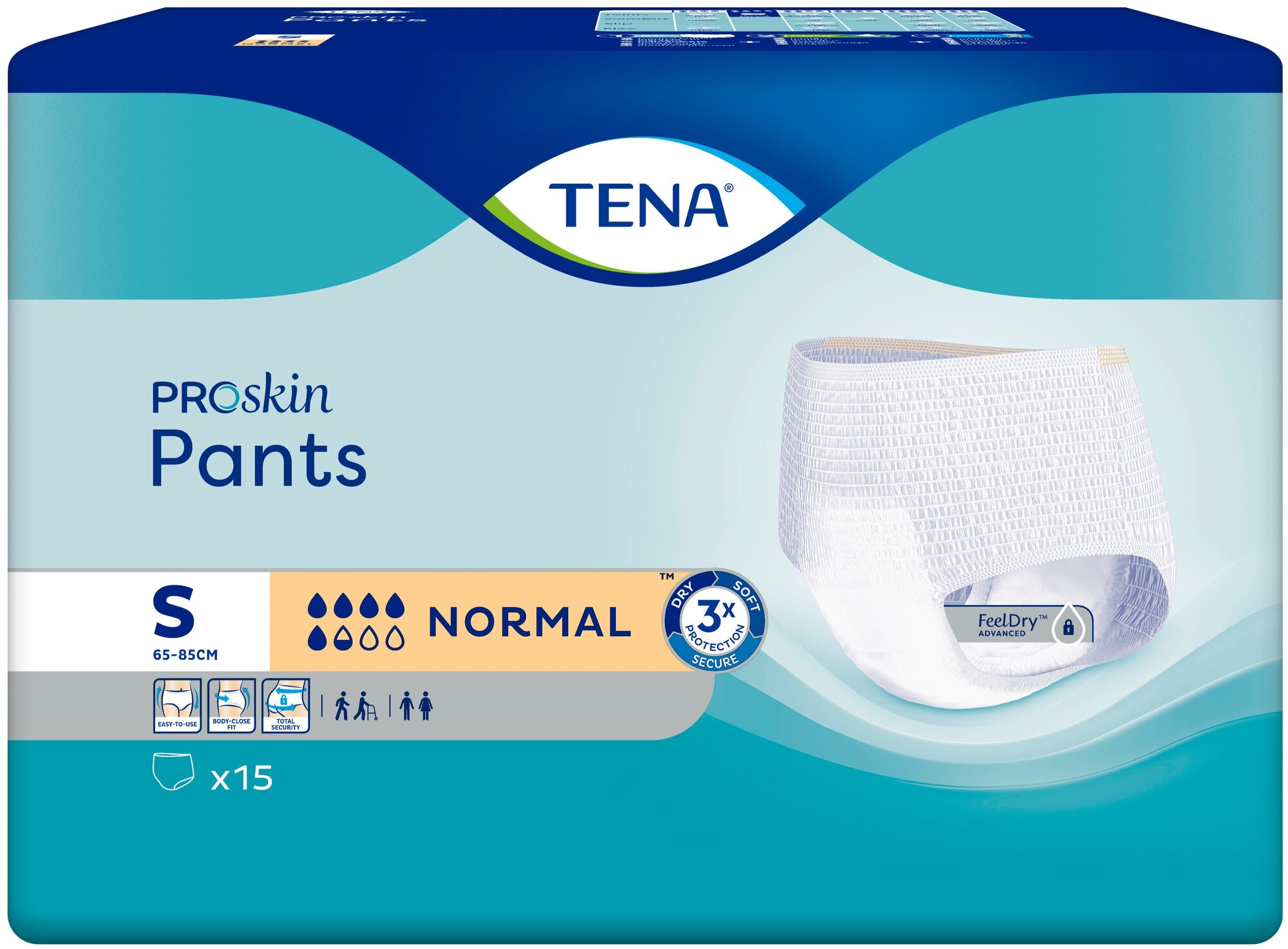 Tena Подгузники-трусы Tena ProSkin Pants Normal Small, объем талии 65-85 см, 15 шт.