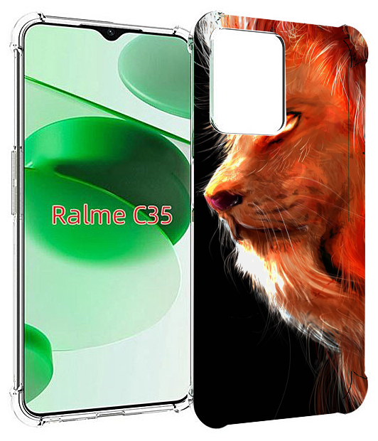 Чехол MyPads Арт-рисунок-льва мужской для Realme C35 / Narzo 50A Prime задняя-панель-накладка-бампер