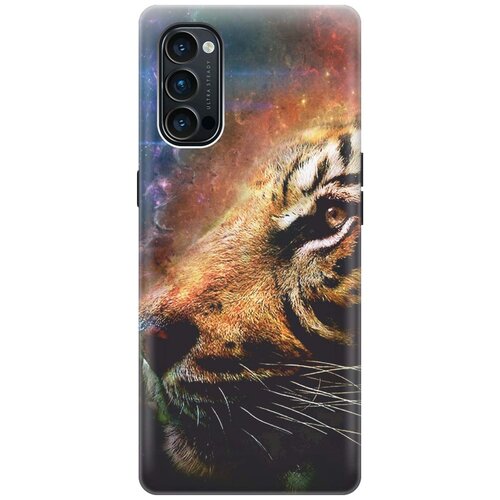 фото Cиликоновый чехол на oppo reno4 / оппо рено4 с принтом "космический тигр" gosso