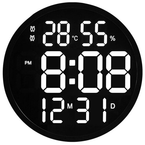 Часы, электронные часы настенные, часы электронные настенные светящиеся цифровые, часы настенные электронные цифровые, черного цвета .цифры зеленые. 25 см.
