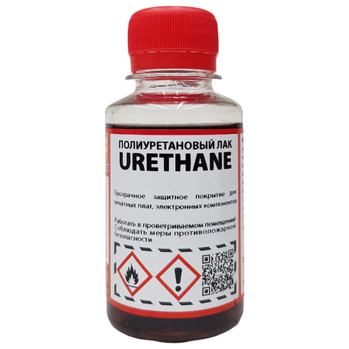 Полиуретановый лак для печатных плат Urethane Solins, флакон 100 мл бесцветный уретановый лак solins urethane 400 мл аэрозоль