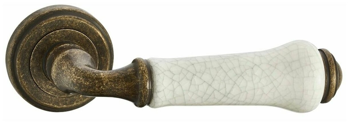 Дверная ручка межкомнатная Vantage V31 на круглой розетке BR/ZR состаренная бронза / состаренная керамика