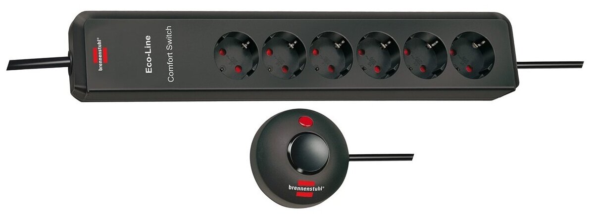 Удлинитель 2 м Brennenstuhl ECO-Line Comfort Switch 6 розеток черный (1159450616)