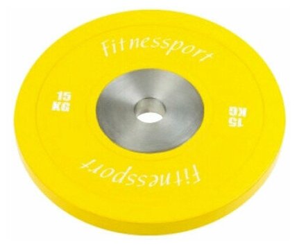 Бамперный диск для кроссфита Fitnessport RCP22-15 желтый, 15 кг.