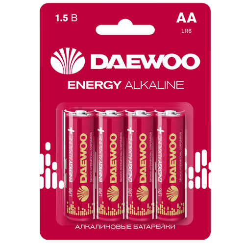 Батарейка Daewoo АА/LR6 Energy Alkaline, в упаковке: 4 шт. щелочной алкалиновый элемент питания pkcell 12v 27a 5b тип a27 5 шт в блистере 16397