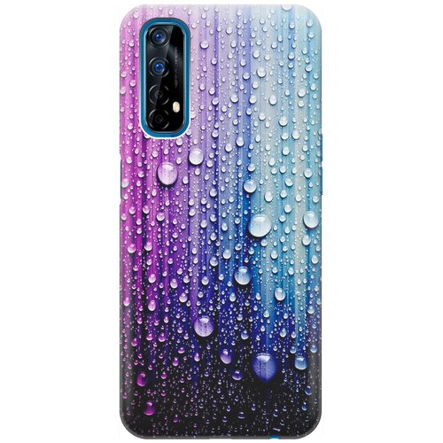 фото Ультратонкий силиконовый чехол-накладка для realme 7 с принтом "капли на голубом" gosso