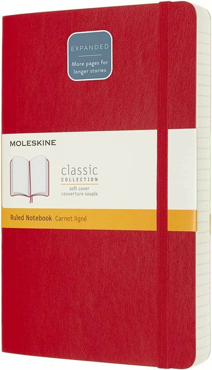 Блокнот в линейку Moleskine Classic Soft Expended A5 (QP616EXPF2) 400стр, мягкая обложка, красный