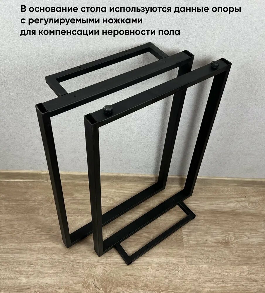 Стол кухонный Loft квадратный со столешницей цвета антрацит из массива сосны 40 мм и черными металлическими ножками, 60x60х75 см - фотография № 6