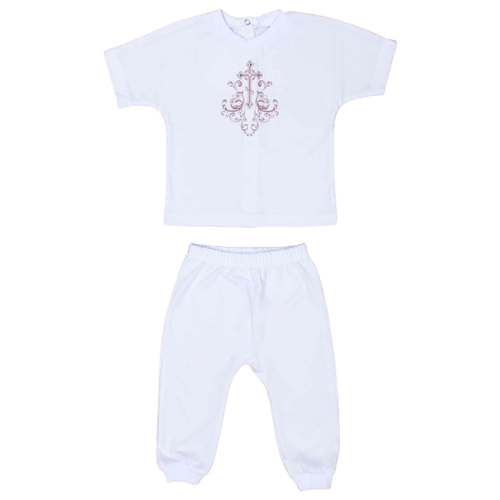 Крестильный комплект puZZiki для мальчиков, брюки и рубашка, размер 80, белый