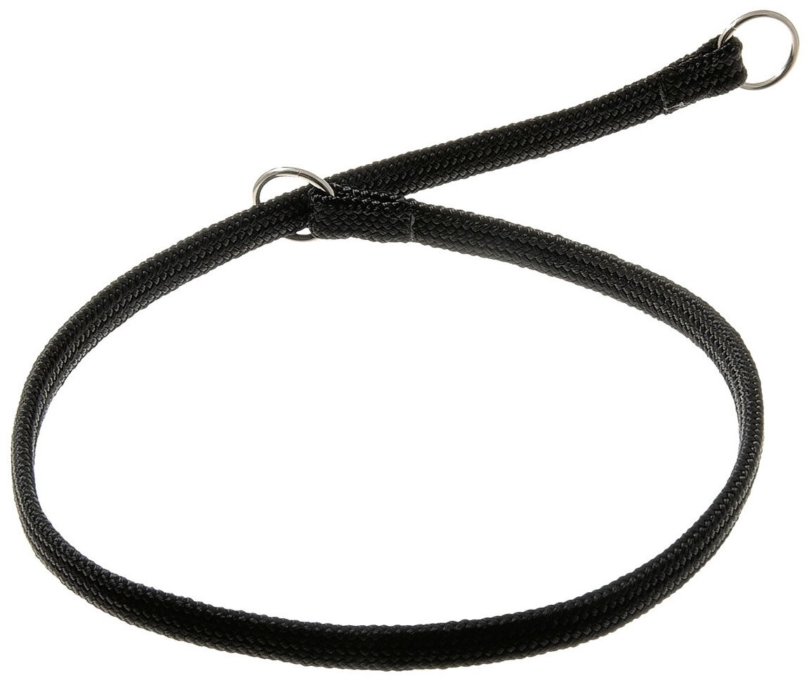 Ошейник удавка для собак V.I.Pet с 2-я кольцами (лента-чулок) 7 мм, 50 см, черный
