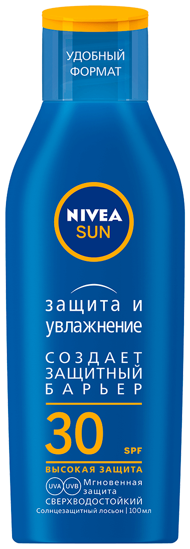 Лосьон Nivea (Нивея) Sun Защита и увлажнение солнцезащитный SPF30 100 мл Beiersdorf AG (Испания) - фото №1