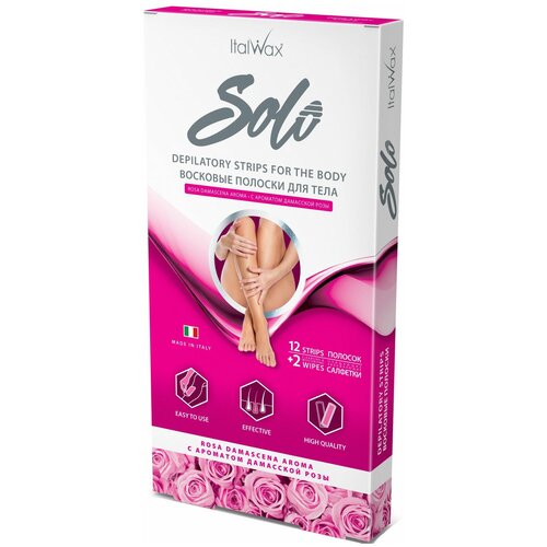 Купить ItalWax Восковые полоски Solo для тела с ароматом дамасской розы 12 шт.
