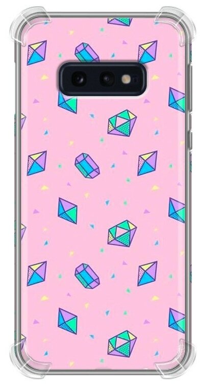 Дизайнерский силиконовый с усиленными углами чехол для Самсунг S10E / Samsung Galaxy S10e Розовые алмазы