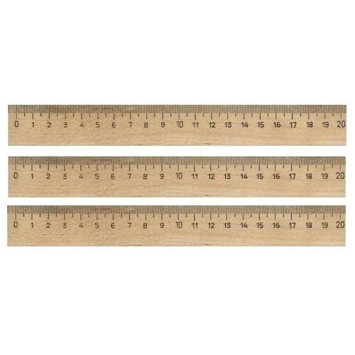 Линейка № 1 School деревянная 20 см (3 штуки в упаковке) 847113 прозрачная треугольная линейка измерительная линейка для студентов и рисования для экзамена офиса стерео масштаб a 20 см