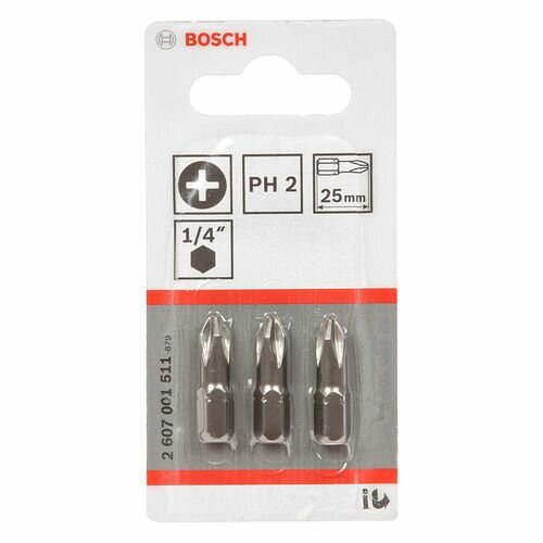 Набор бит Bosch Extra-Hart, шестигранный, 3шт [2607001511]