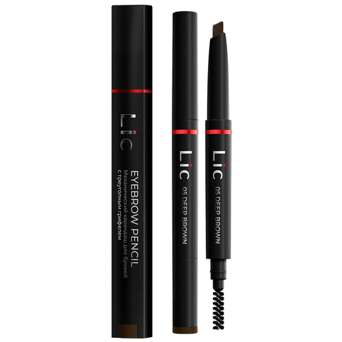 Lic Карандаш для бровей Mechanical Eyebrow Pencil, оттенок 05 Deep Brown карандаш механический для бровей с треугольным грифелем mechanical eyebrow penci lic 05 deep brown