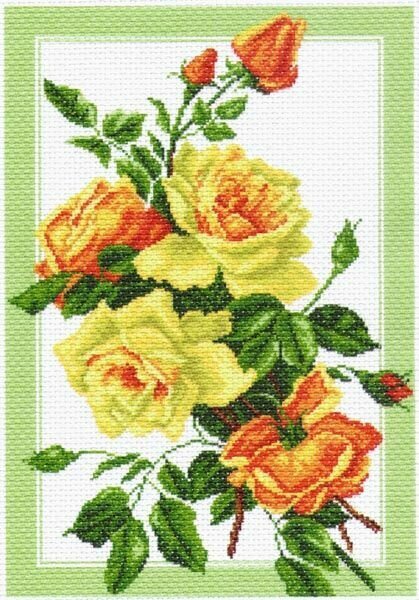 Канва с нанесенным рисунком Матренин Посад "Букет роз", для вышивания крестом, 27х39 см