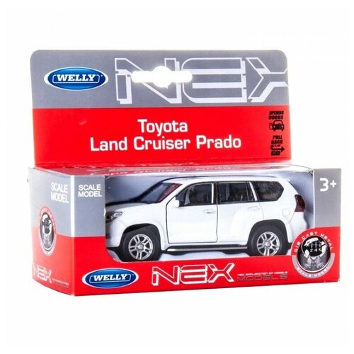 Внедорожник Welly Toyota Land Cruiser Prado (43630) 1:34, 12 см, белый