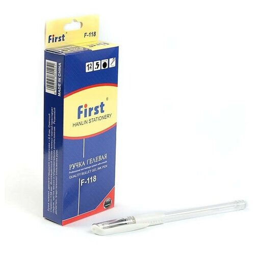 Ручка гелевая, 0.5 мм, белый, прозрачный корпус с резиновым держателем
