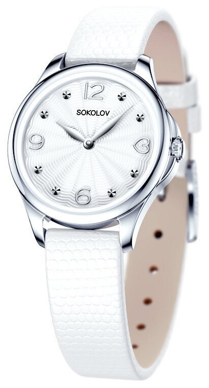 Наручные часы SOKOLOV 136.30.00.000.01.02.2 диаметром 30 мм, белый