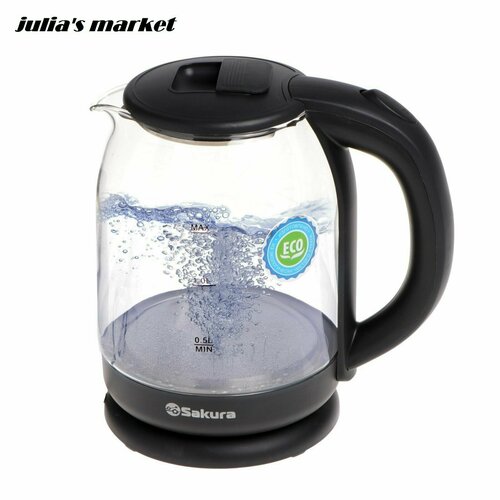 Чайник электрический стекло 18 л 1800 Вт чёрный 210000₽