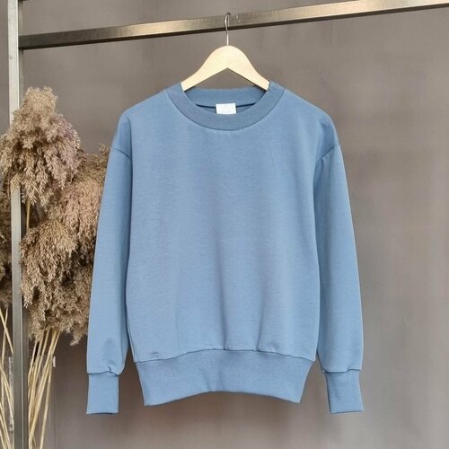 Свитшот PIVOT, силуэт свободный, средней длины, открытые плечи, размер M, голубой