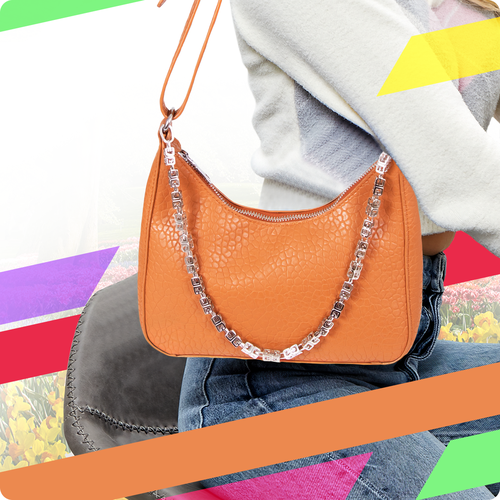 фото Сумка хобо dayona dasconi, фактура под рептилию, оранжевый, коричневый