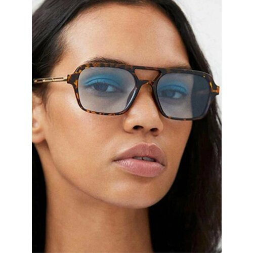 Солнцезащитные очки , голубой, коричневый