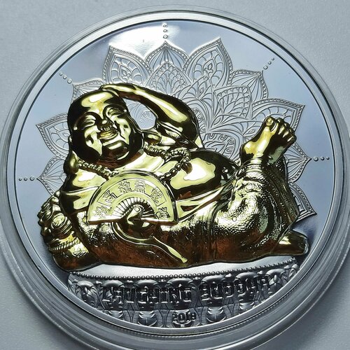 Монета коллекционная серебряная Палау 10 долларов 2018 Смеющийся Будда