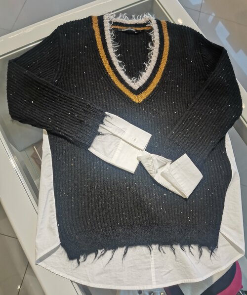 Пуловер Luisa Cerano, размер 38, белый, черный