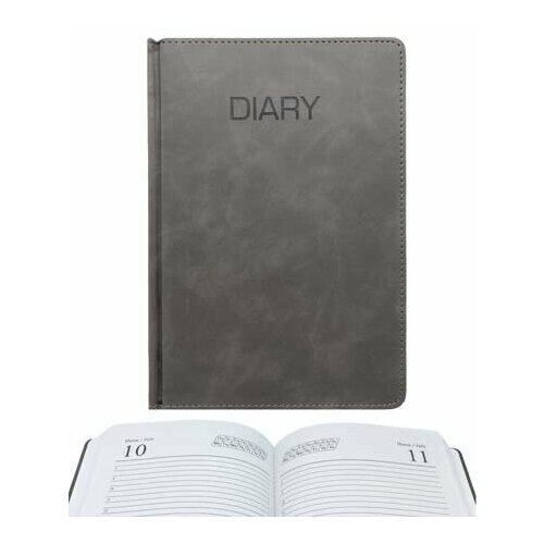 Ежедневник А5 к/зам CE-6034 Diary Серый, полудатированный в линию, твердая обложка (1/1/48)