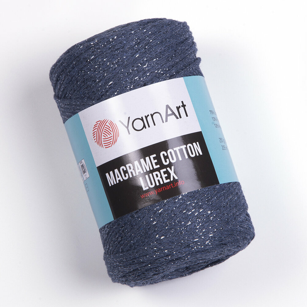 Пряжа YarnArt Macrame cotton lurex джинсовый-стальной (730), 75%хлопок/13%полиэстер/12%металлик, 205м, 250г, 1шт