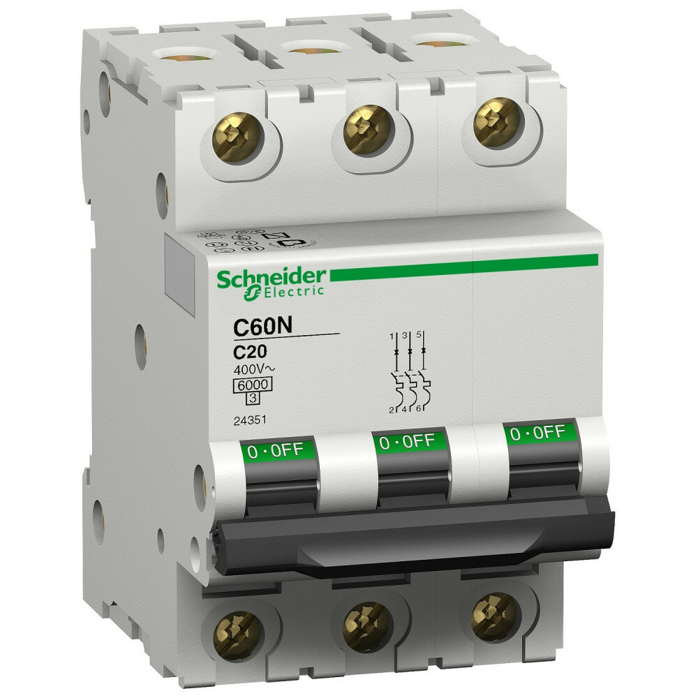 Выключатель автоматический 3П C60N 63А х-ка C 6кА SCHNEIDER ELECTRIC 24356 (1 шт.)