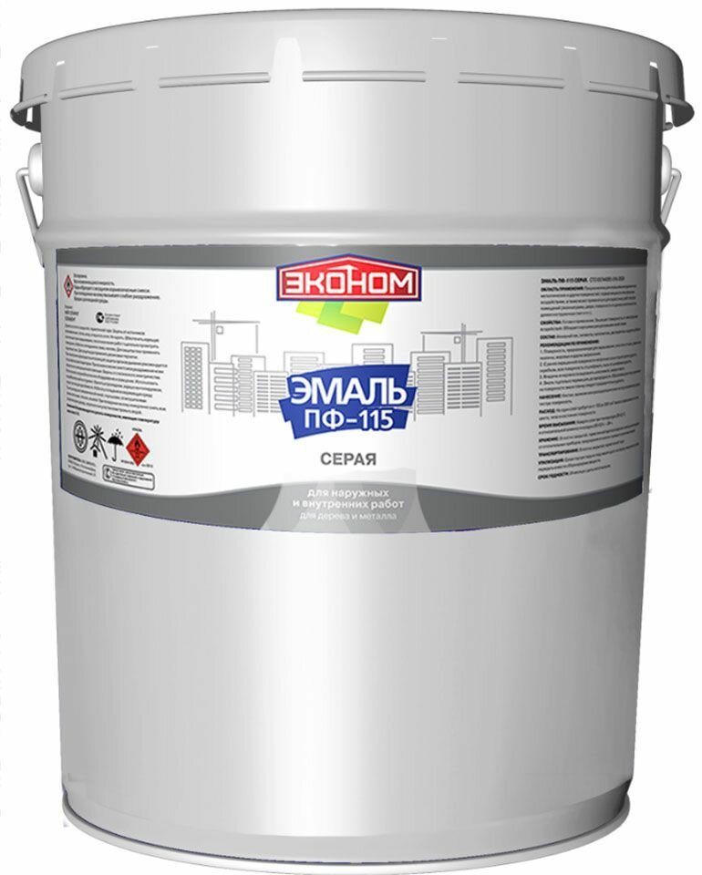фото Эмпилс Эконом эмаль ПФ-115 серая (20кг) полуматовая / EMPILS Эконом эмаль ПФ-115 серая (20кг) полуматовая