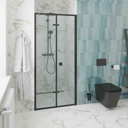 фото Душевая дверь в нишу cerutti spa bella d101b профиль черный стекло прозрачное ceruttispa