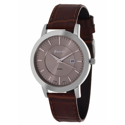 Наручные часы Guardo S00992-3, серебряный, коричневый