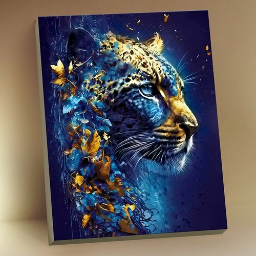 Картина по номерам Неоновый леопард, 40x50 см. Флюид