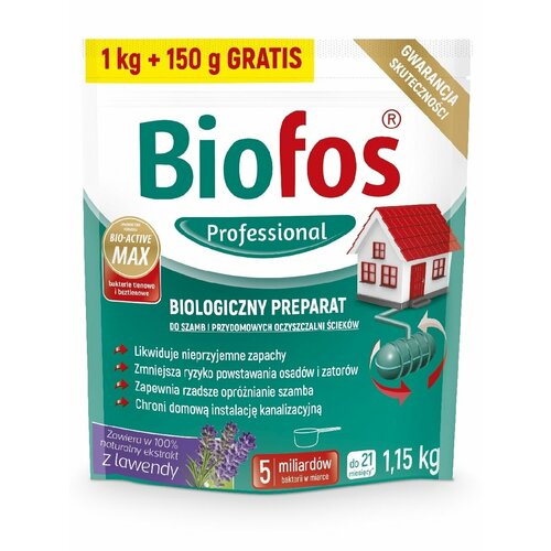 Средство для дачных туалетов и септиков биологическое Biofos и придомовых очистных станций 1150 г