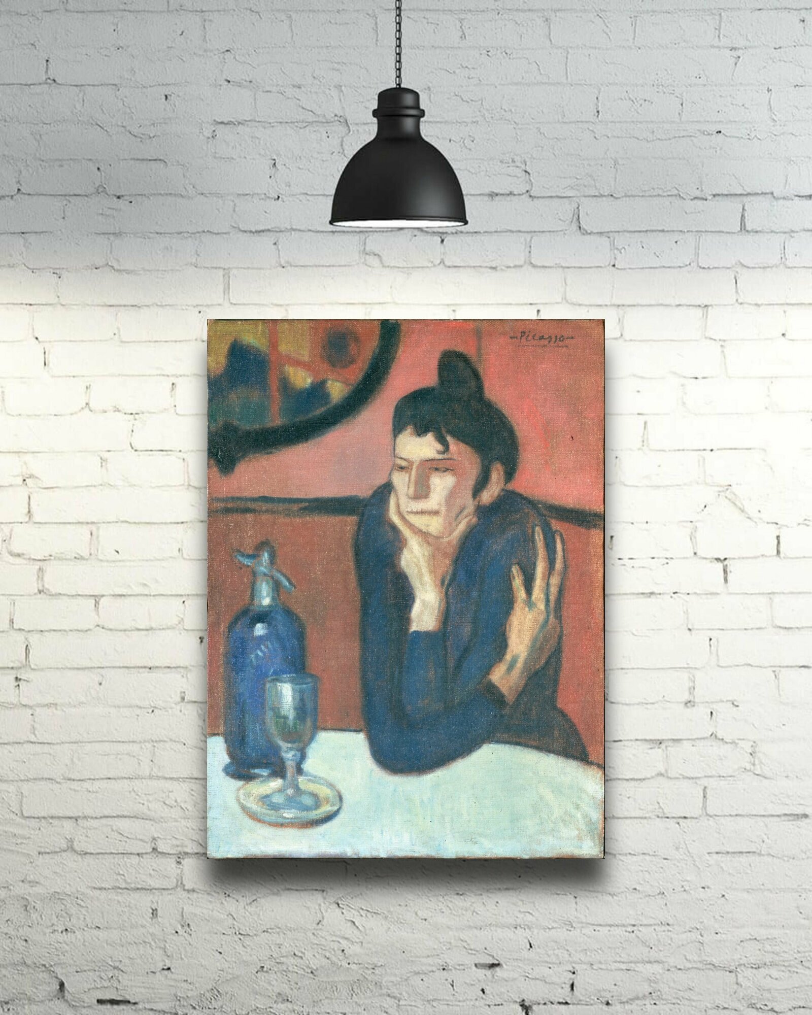 Картина репродукция "Любительница абсента", Пабло Пикассо (холст, подрамник, 30х40 см)
