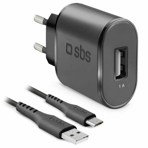 Sbs-mobile SBS Mobile Сетевое зарядное устройство USB-A 1А + кабель USB-A - Micro USB, черное