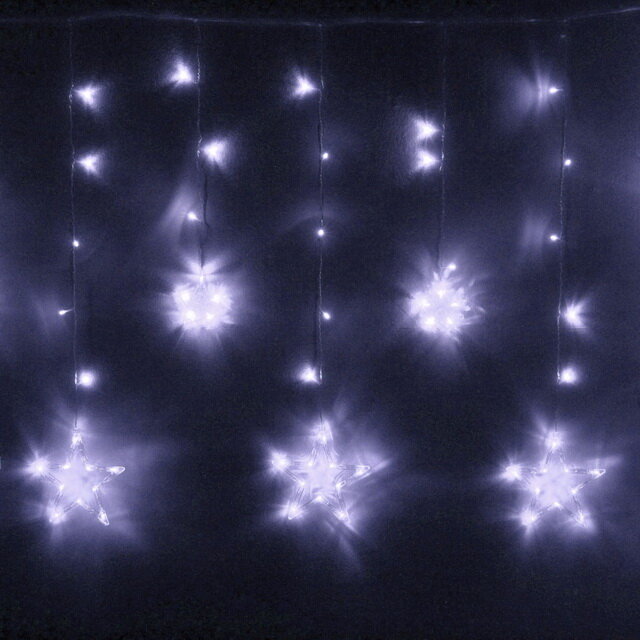 Serpantin Светодиодная гирлянда бахрома Звезды 2.5*0.9 м, 138 холодных белых LED ламп, прозрачный ПВХ, контроллер, IP20 725-0555