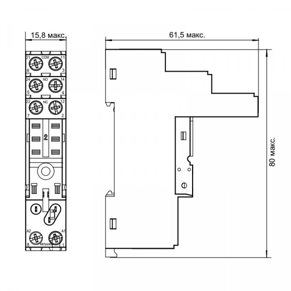 SRU08-E Цоколь 10A (300V), винтовой зажим, черный, на рейку DIN35/панель, для RFT2CO, 46.52, G2R-2, KRI2 - фотография № 7