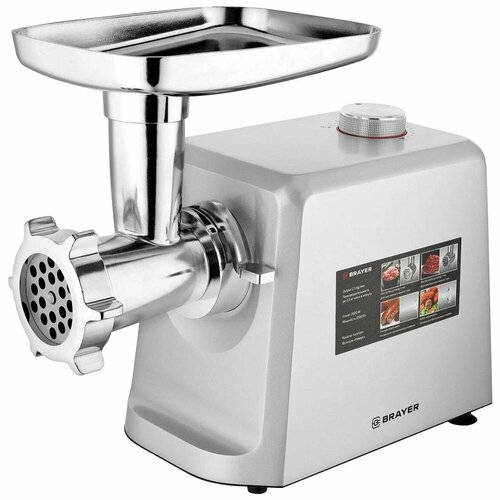 BRAYER BR1605 Мясорубка 2000 Вт, реверс, серебристый